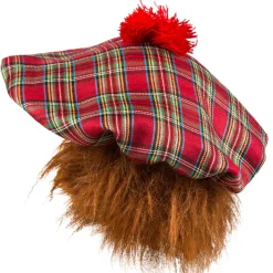 Baret Mr Tartan rood met haar