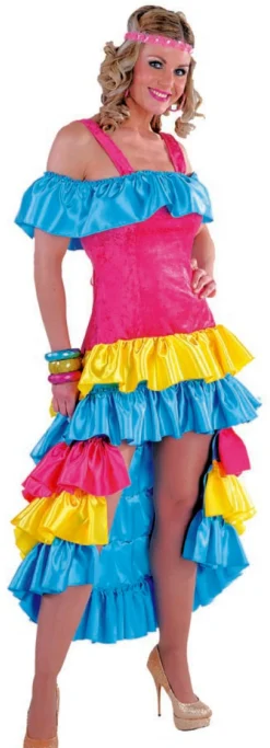 Braziliaanse Jurk Rio voor Dames - turquoise/roze/geel