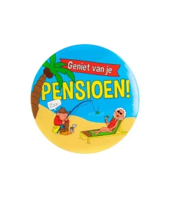 Button klein Pensioen cartoon