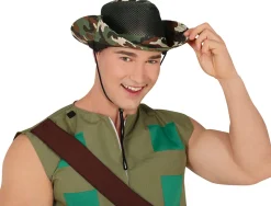 Camouflage hoed met gaas