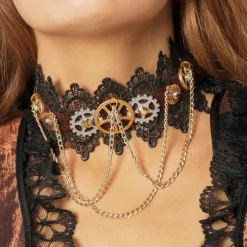 Choker Steampunk met tandwielen