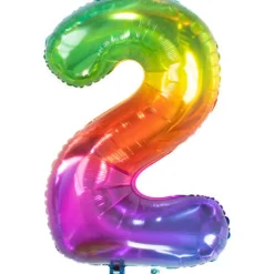 Cijfer ballon gummy regenboog 81 cm