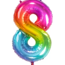 Cijfer ballon gummy regenboog 81 cm