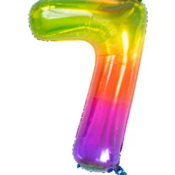 Cijfer ballon gummy regenboog 81 cm
