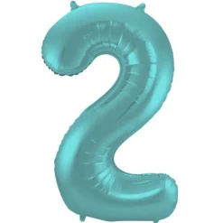 Cijfer ballon mat pastel aqua 86cm