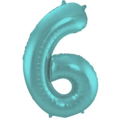 Cijfer ballon mat pastel aqua 86cm