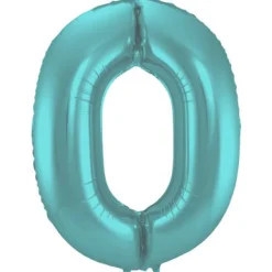 Cijfer ballon mat pastel aqua 86cm