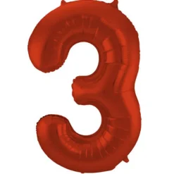 Cijfer ballon mat rood 86cm