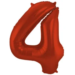Cijfer ballon mat rood 86cm