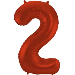 Cijfer ballon mat rood 86cm