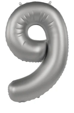 Cijfer ballon Mat Zilver 86cm