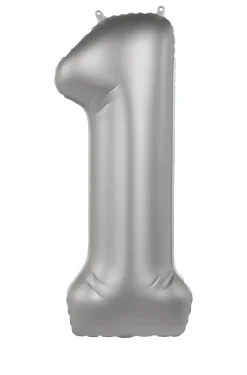 Cijfer ballon Mat Zilver 86cm