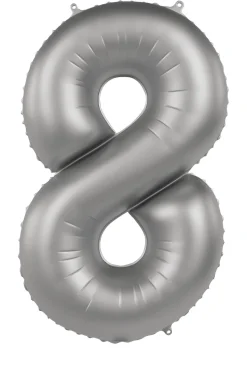 Cijfer ballon Mat Zilver 86cm