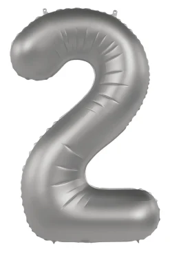 Cijfer ballon Mat Zilver 86cm