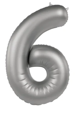 Cijfer ballon Mat Zilver 86cm
