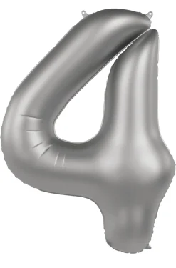 Cijfer ballon Mat Zilver 86cm