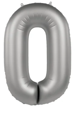 Cijfer ballon Mat Zilver 86cm