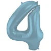 Cijfer ballon metallic pastel blauw 86cm