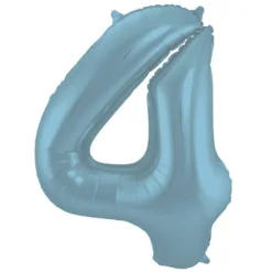 Cijfer ballon metallic pastel blauw 86cm