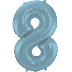 Cijfer ballon metallic pastel blauw 86cm
