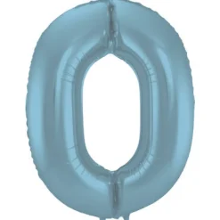 Cijfer ballon metallic pastel blauw 86cm