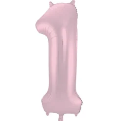 Cijfer ballon metallic pastel roze 86cm