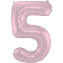 Cijfer ballon metallic pastel roze 86cm