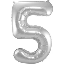 Cijfer ballon metallic zilver 86cm