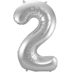 Cijfer ballon metallic zilver 86cm
