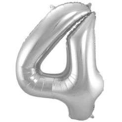 Cijfer ballon metallic zilver 86cm