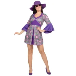 Damesjurk flower power paars