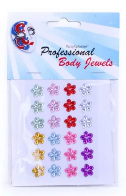 Decoratiestickers 24 bloemetjes 10 mm ass kleuren op kaart