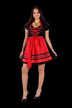 Dirndl Carmen zwart/rood