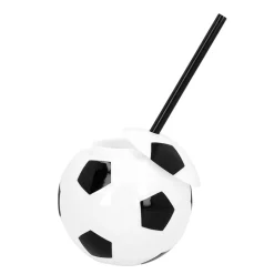 Drinkbeker met rietje Voetbal Party