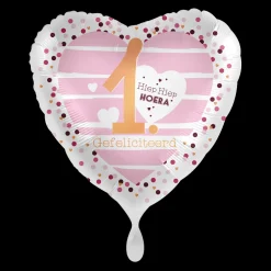 Folieballon 1 Hiep Hiep HOERA Gefeliciteerd Hart