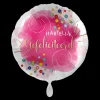 Folieballon Hartelijk Gefeliciteerd Confetti Fuchsia
