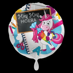 Folieballon Hiep Hiep Hoera Unicorn