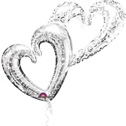 Folieballon Multi Interlocking Hearts Silver