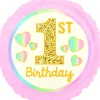 Folieballon Standard Girl 1st Birthday Pink & Gold
