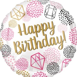 Folieballon Standard Happy Birthday Gems