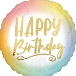 Folieballon Standard Ombre and Gold Happy Birthday
