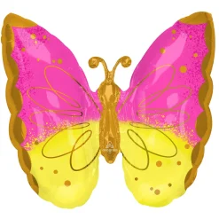 Folieballon SuperShape Pink & Yellow Butterfly