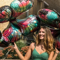 Folieballon SuperShape Teal Pink Butterfly