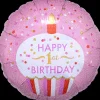 Folieballon Standard Holographic 1st Birthday Cupcake Girl