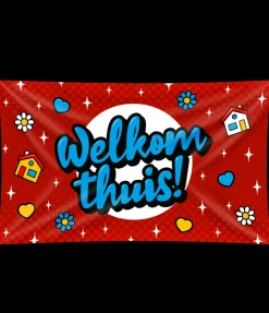 Gevel vlag - welkom thuis cartoon