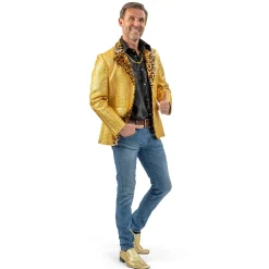 Gouden jas met panterprint Heren