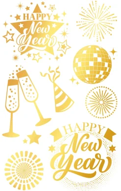 Gouden Plaktattoos Happy New Year