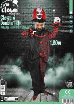 Halloweendeco Double Headed Clown 180cm