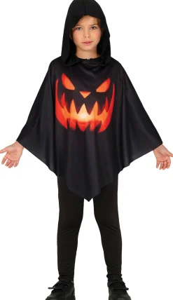 Halloween poncho pompoen kinderen