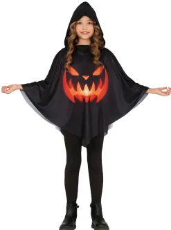 Halloween poncho pompoen kinderen